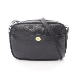Dior Logo Shoulder Bag Leather Black